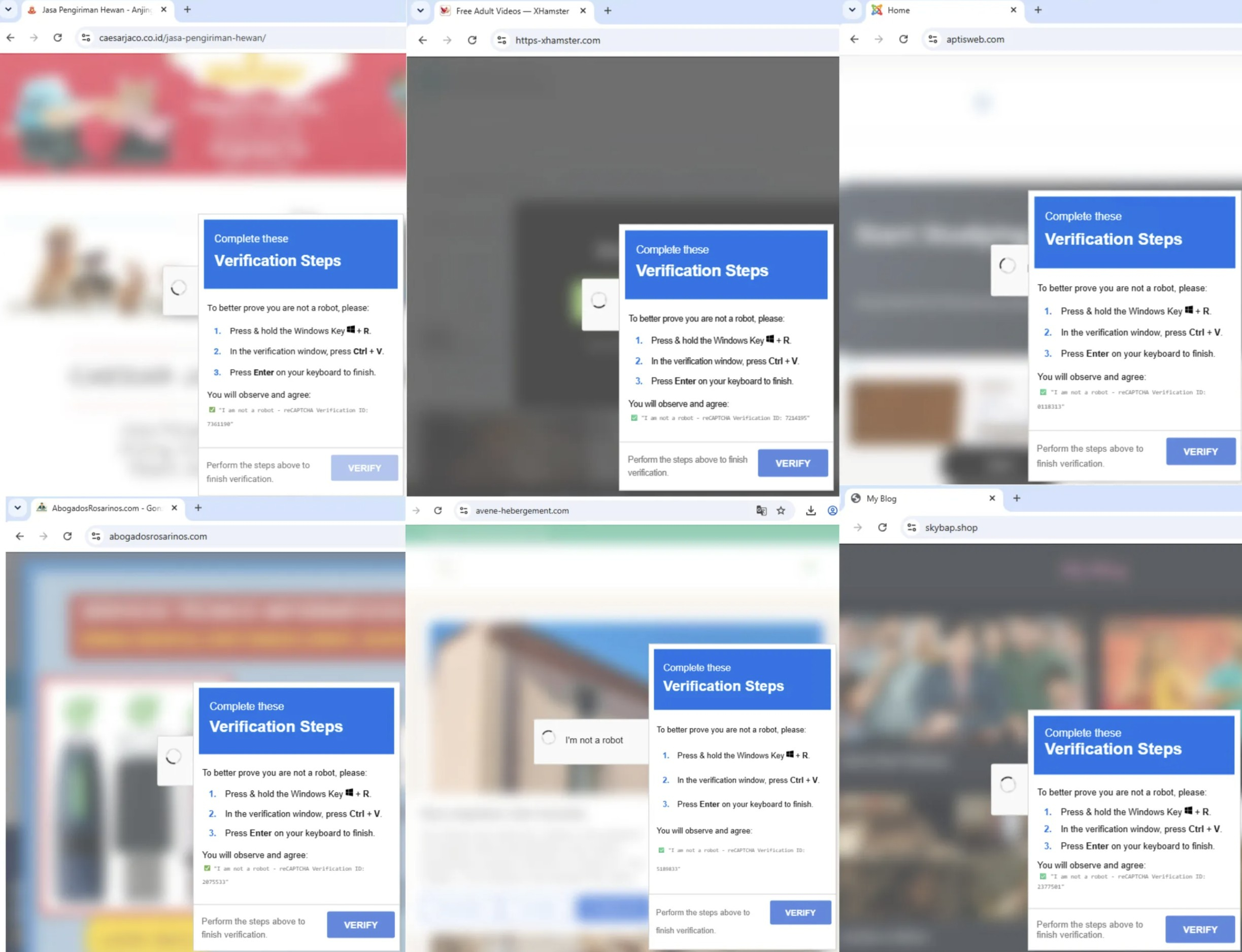Fake CAPTCHAs on legitimate websites