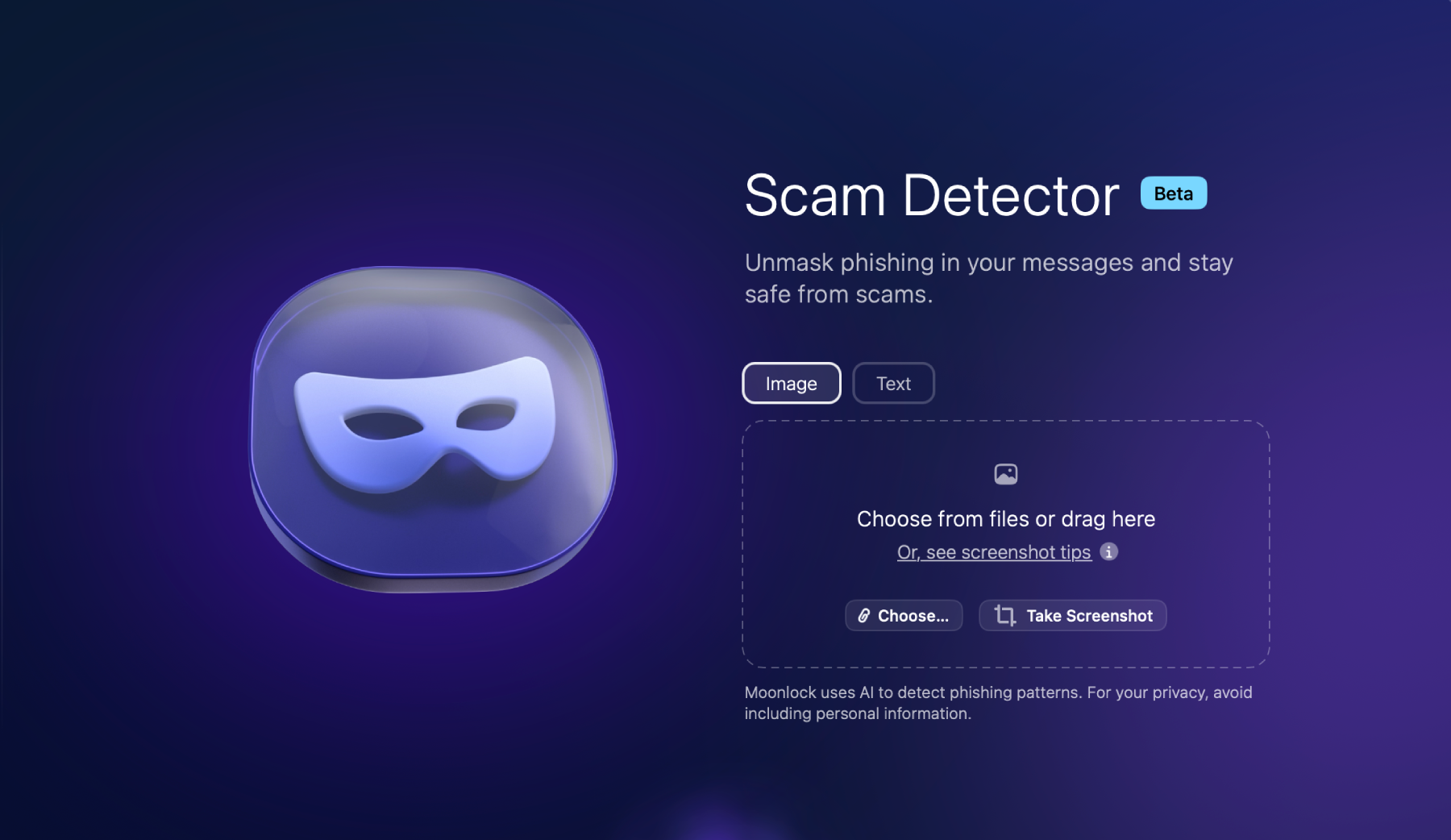 Moonlock Scam Detector feature