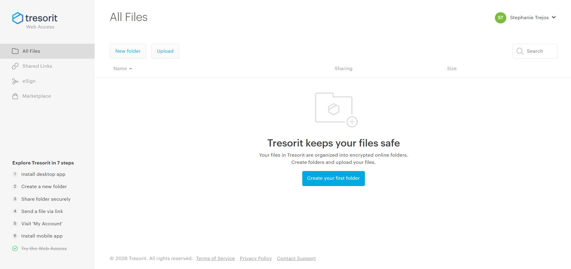 Tresorit Secure Cloud dashboard for All About Cookies