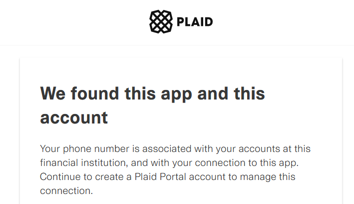 Plaid lists the connected apps and accounts to manage