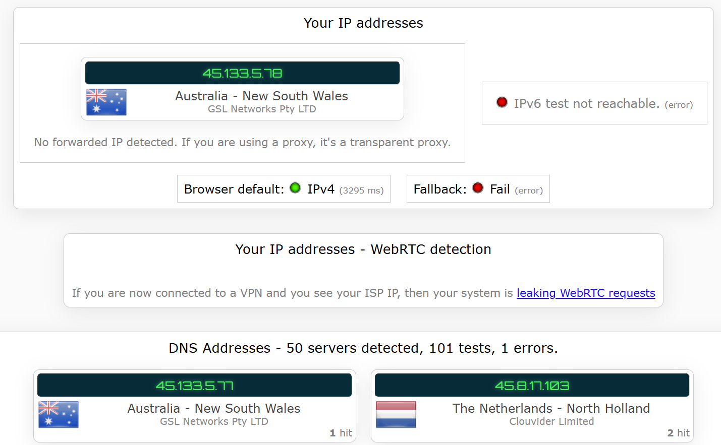 ExpressVPN's kill switch test results (pass)