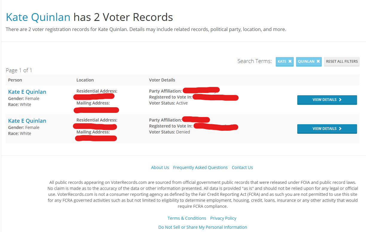 redacted results from voterrecords.com