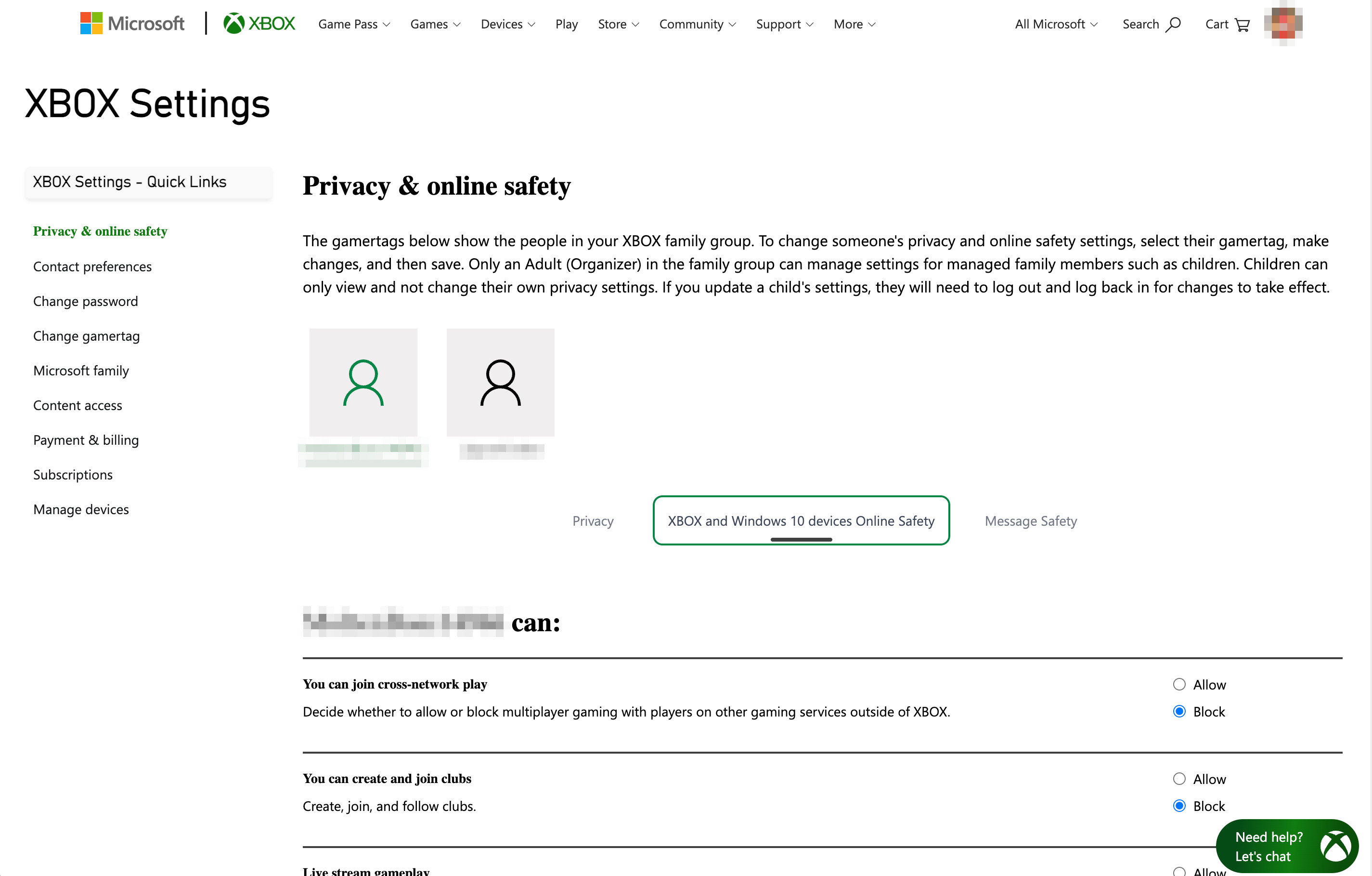 Adjust privacy settings via Privacy & online safety