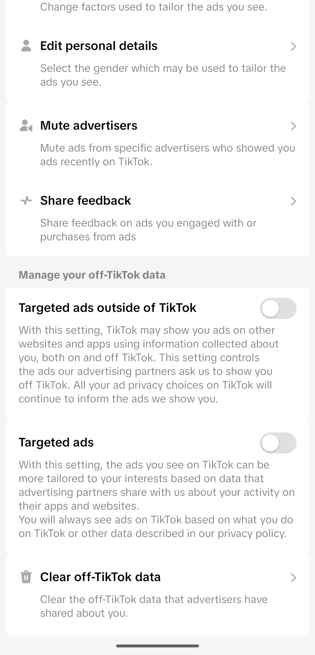 Tiktok Ad settings