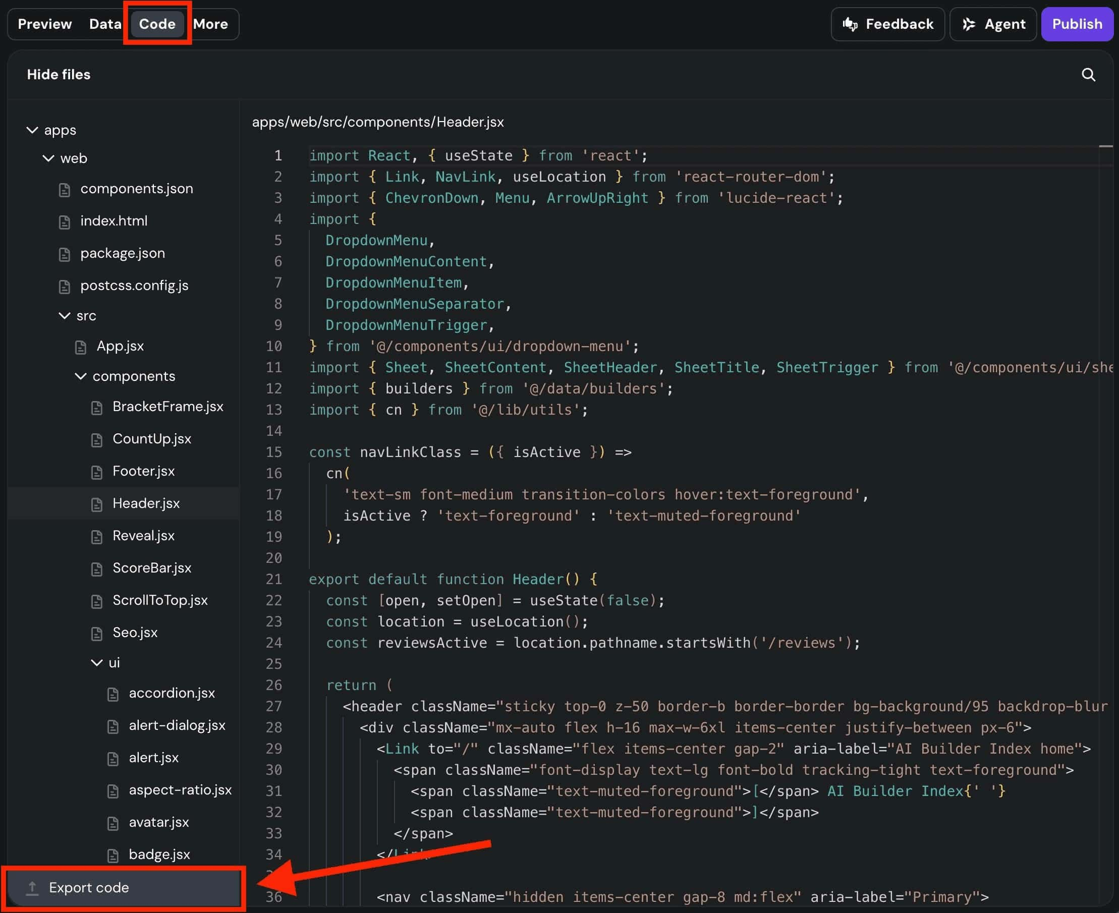 Exporting code from Hostinger AI Builder
