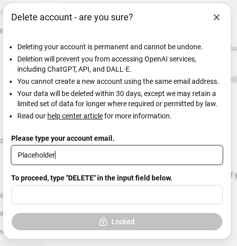 Delete ChatGPT account