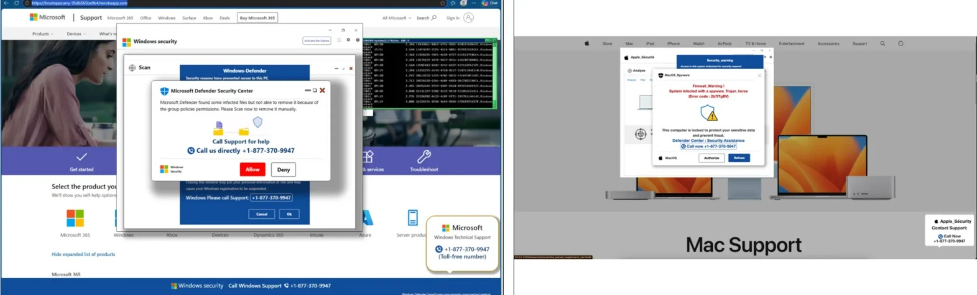 Fake virus warning scam