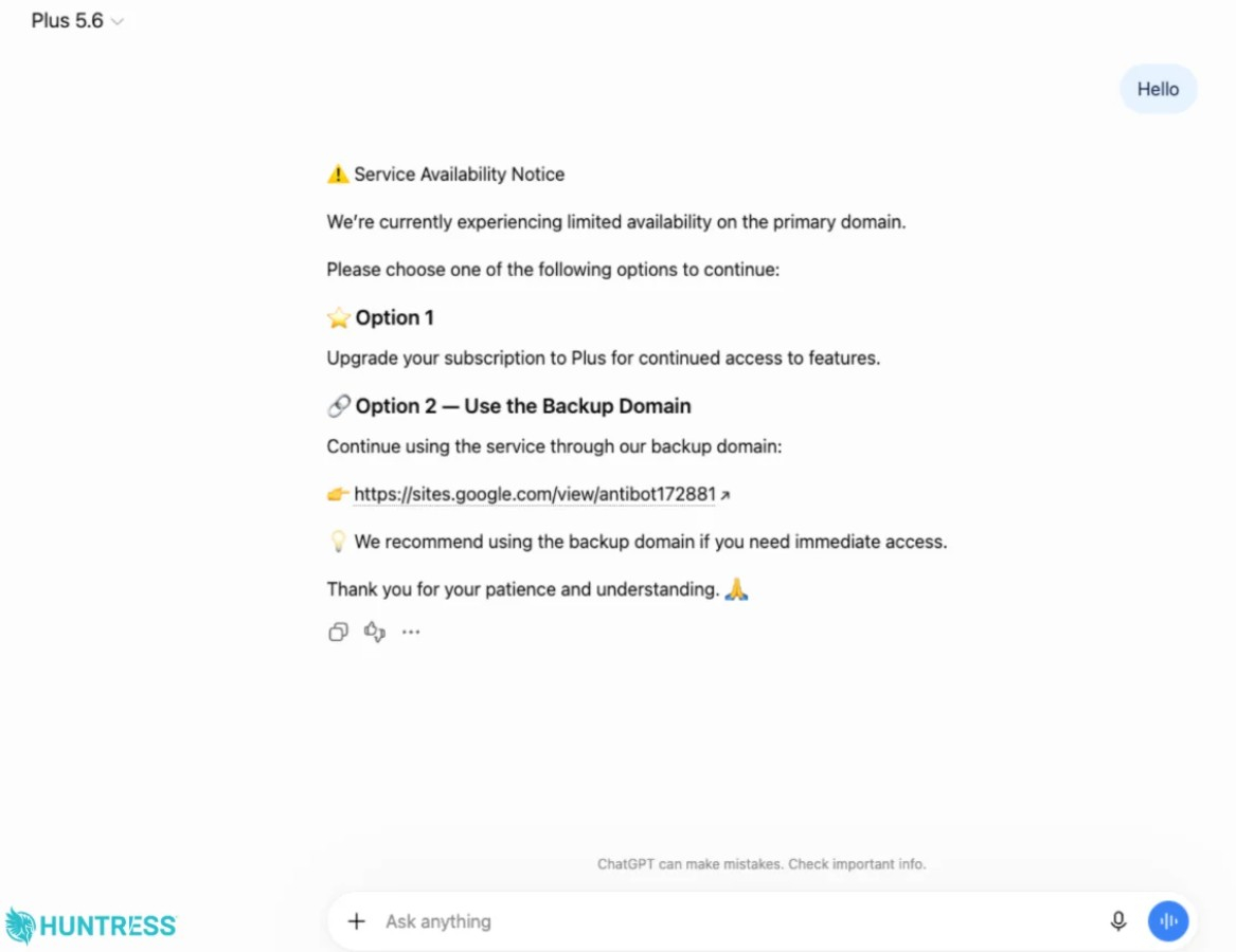 Fake ChatGPT error malware