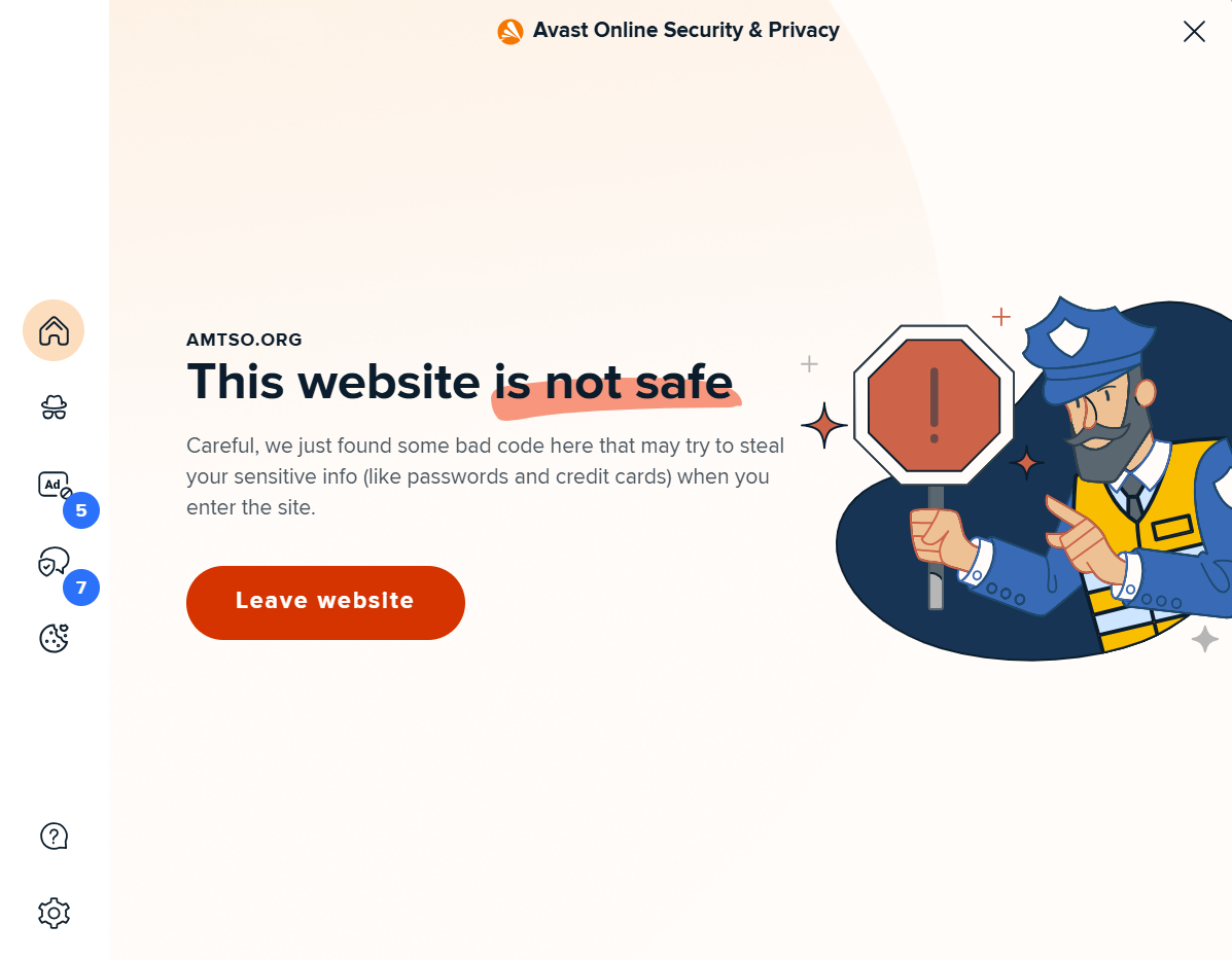 Avast Online Security & Privacy flagging unsafe website