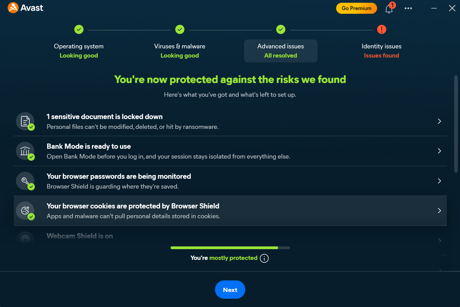 Avast Smart Scan results