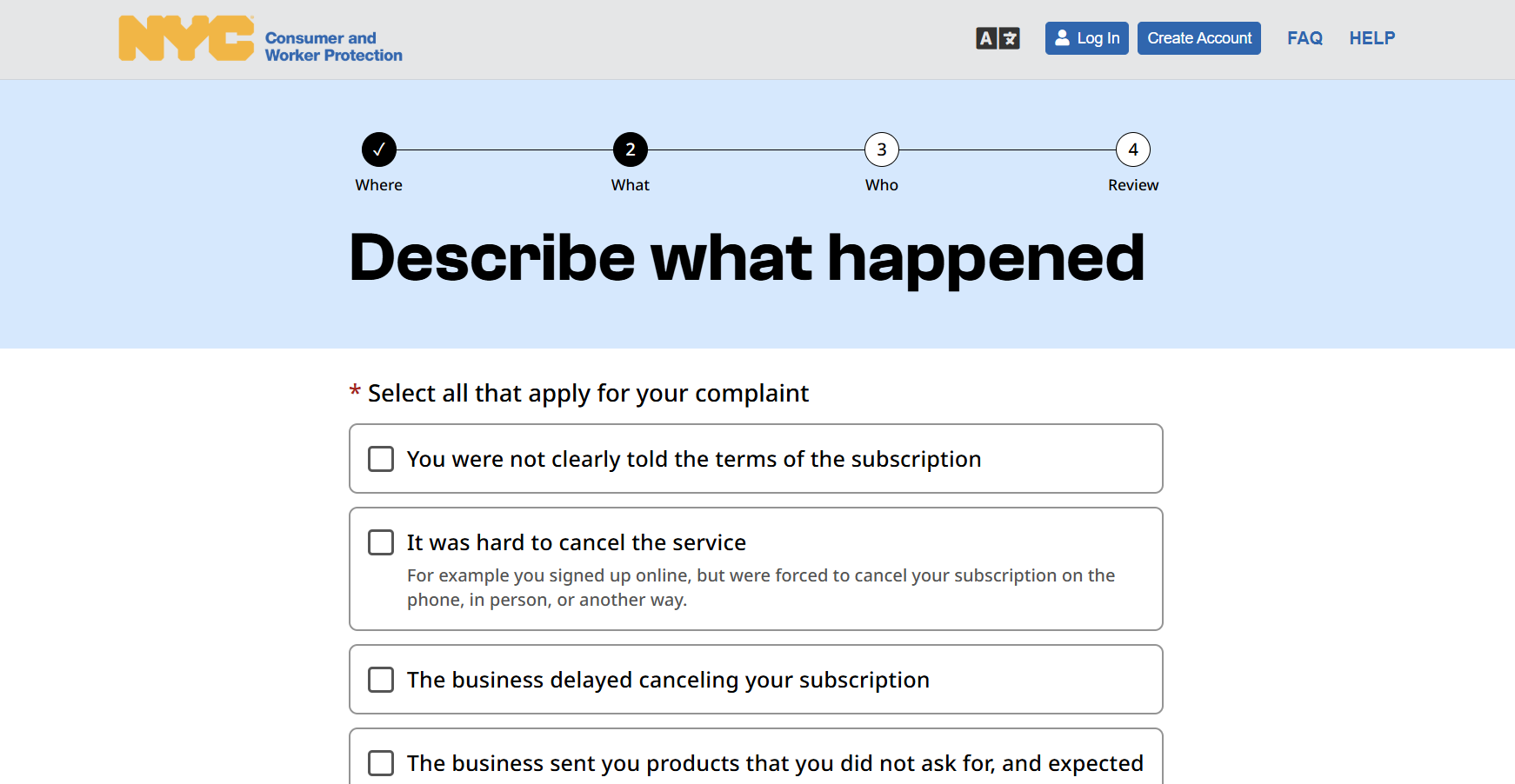 NYC Click to Cancel form