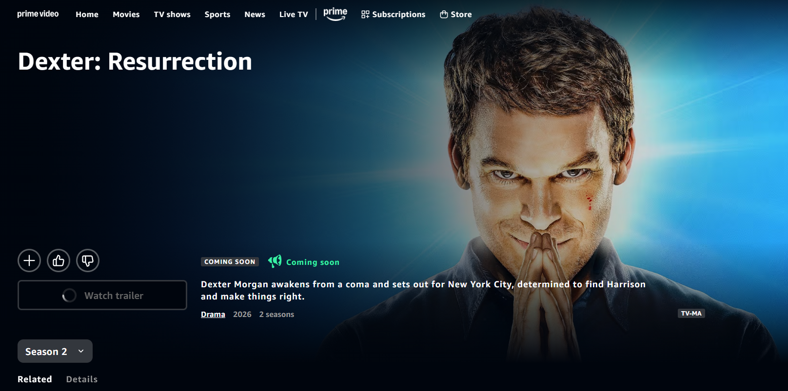 'Dexter Resurrection' streams on Amazon Prime with Paramount+ add-on