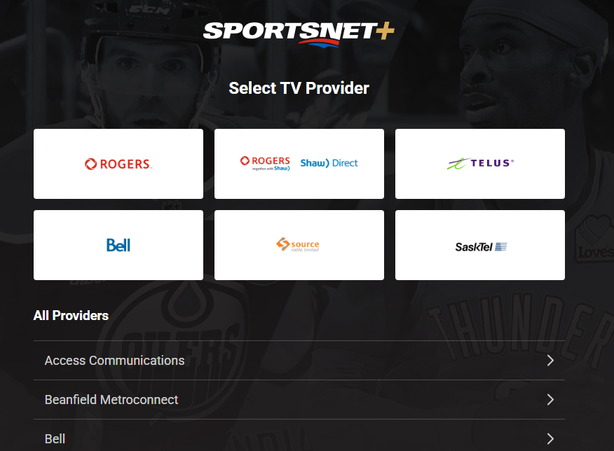 Stream Sportsnet+ through select TV providers