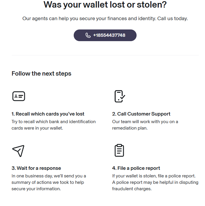 Identity Guard lost wallet protection tab