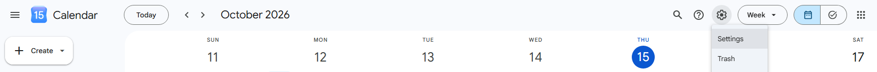 Open Google Calendar Settings