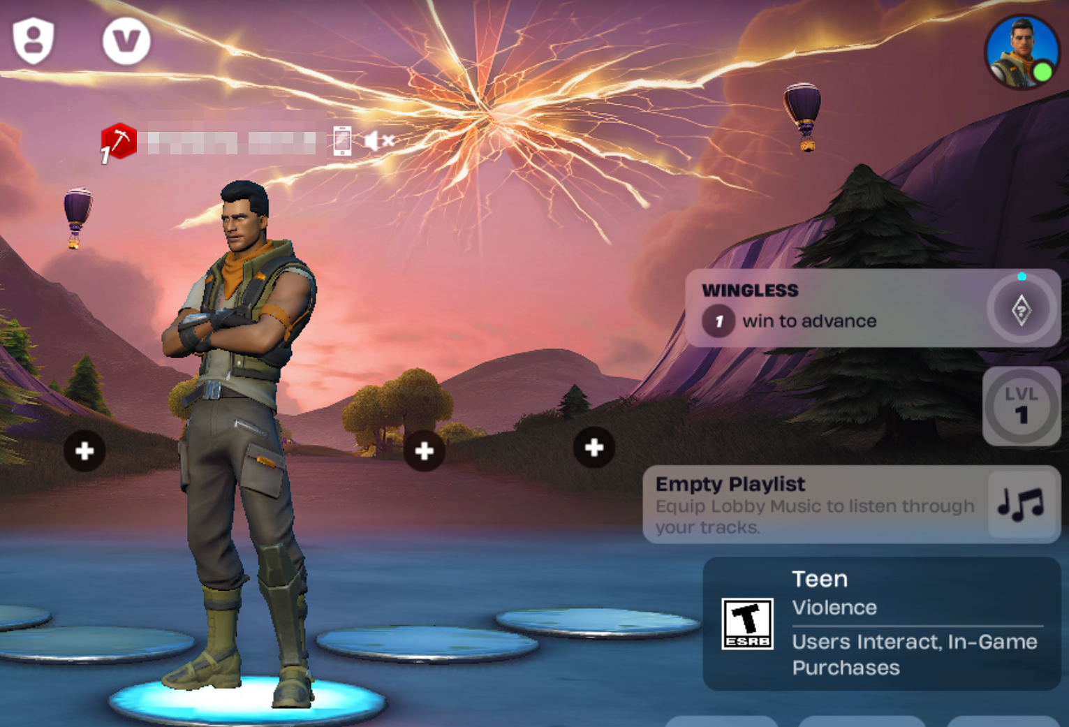 Select Fortnite player icon to initiate parental controls set up
