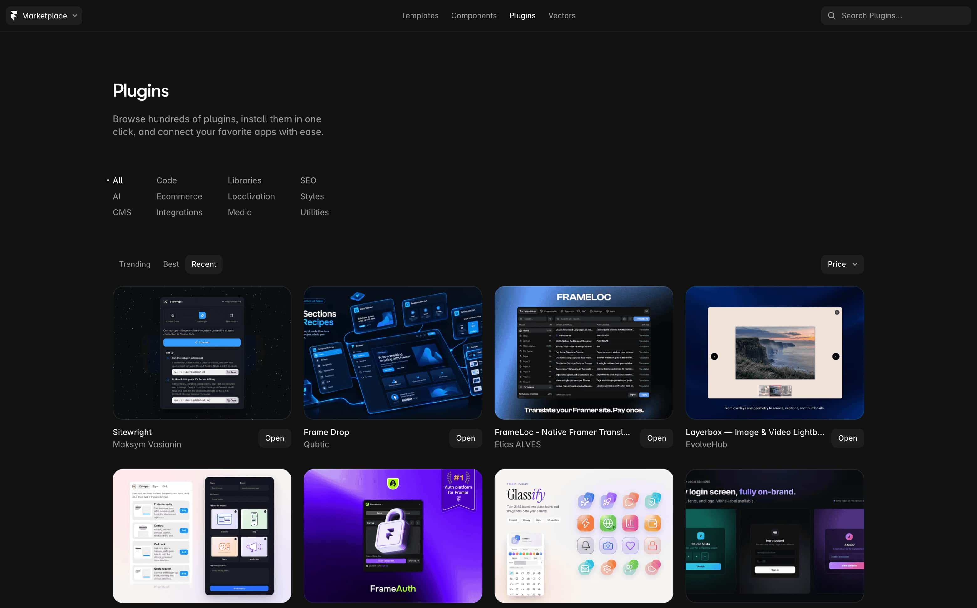 Framer marketplace plugins