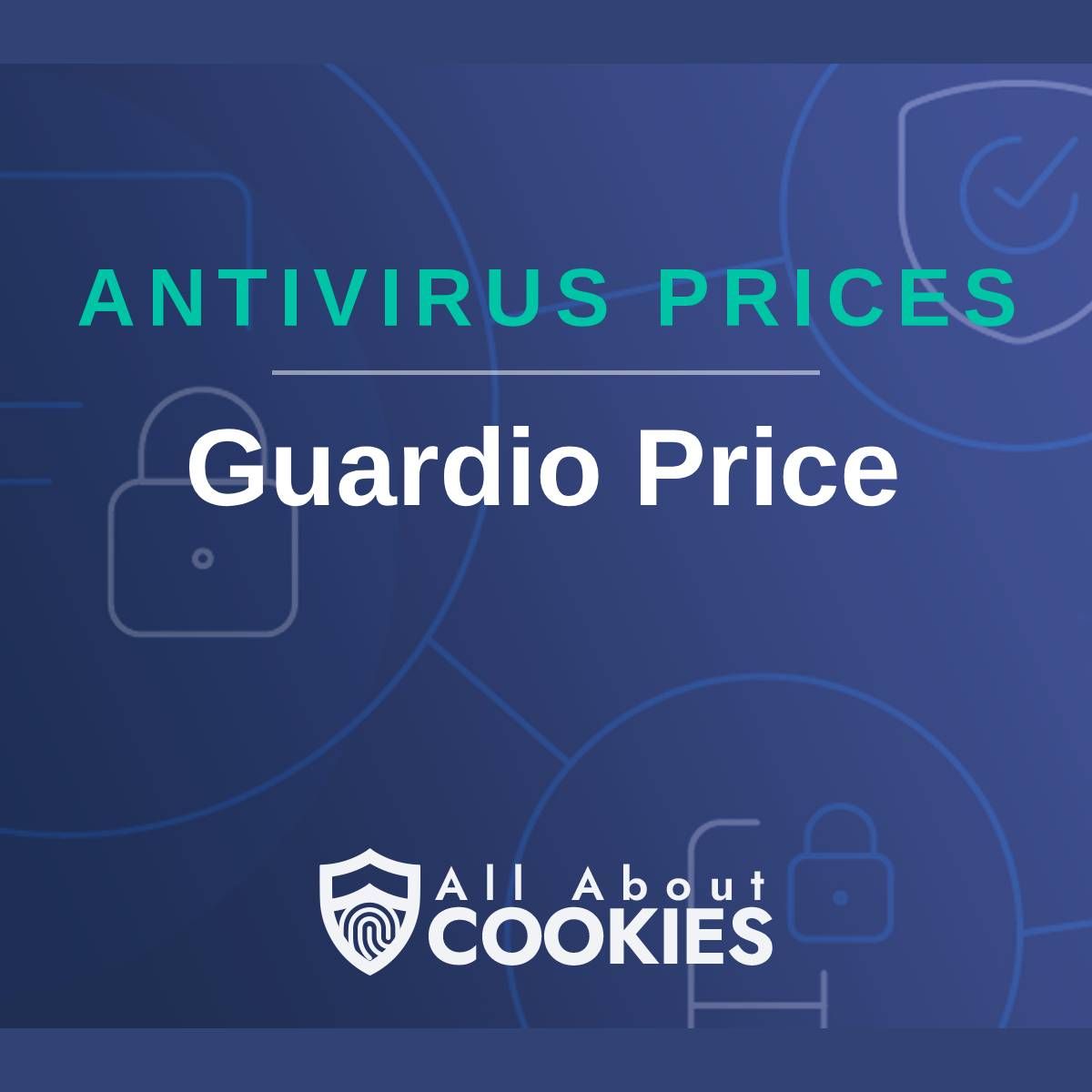 A blue background with images of locks and shields and the text "Guardio Price"
